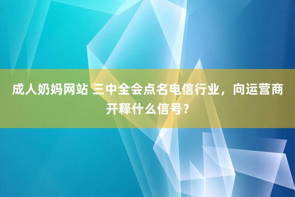 成人奶妈网站 三中全会点名电信行业，向运营商开释什么信号？