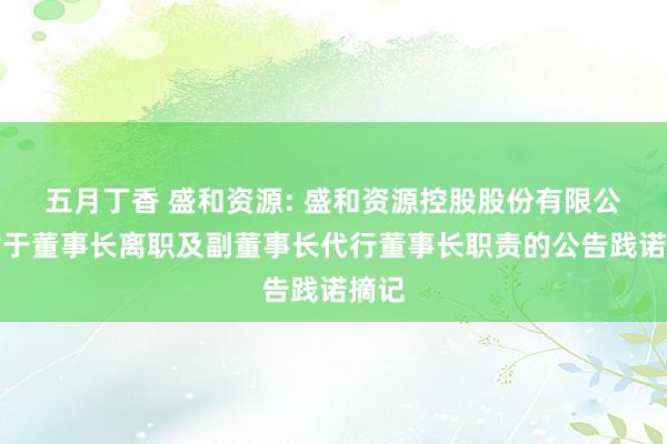 五月丁香 盛和资源: 盛和资源控股股份有限公司对于董事长离职及副董事长代行董事长职责的公告践诺摘记