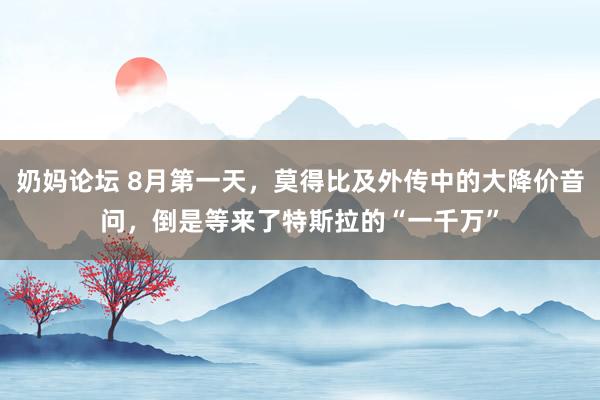 奶妈论坛 8月第一天，莫得比及外传中的大降价音问，倒是等来了特斯拉的“一千万”