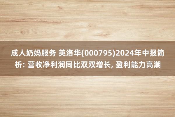 成人奶妈服务 英洛华(000795)2024年中报简析: 营收净利润同比双双增长， 盈利能力高潮