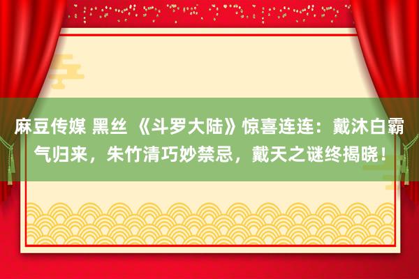 麻豆传媒 黑丝 《斗罗大陆》惊喜连连：戴沐白霸气归来，朱竹清巧妙禁忌，戴天之谜终揭晓！