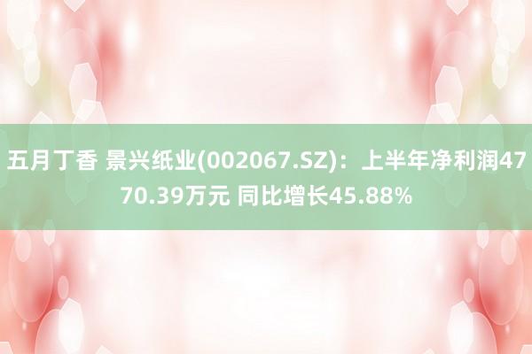 五月丁香 景兴纸业(002067.SZ)：上半年净利润4770.39万元 同比增长45.88%