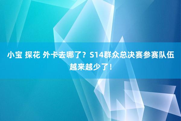 小宝 探花 外卡去哪了？S14群众总决赛参赛队伍越来越少了！