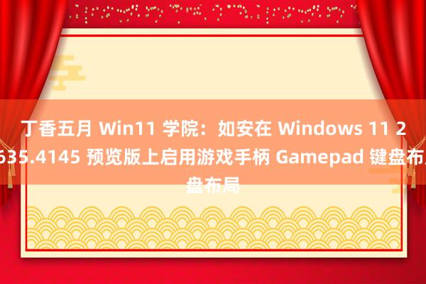 丁香五月 Win11 学院：如安在 Windows 11 22635.4145 预览版上启用游戏手柄 Gamepad 键盘布局