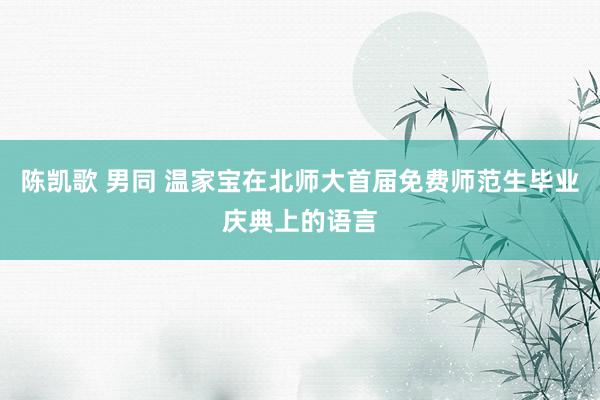 陈凯歌 男同 温家宝在北师大首届免费师范生毕业庆典上的语言