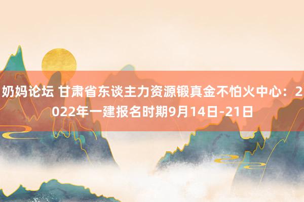 奶妈论坛 甘肃省东谈主力资源锻真金不怕火中心：2022年一建报名时期9月14日-21日